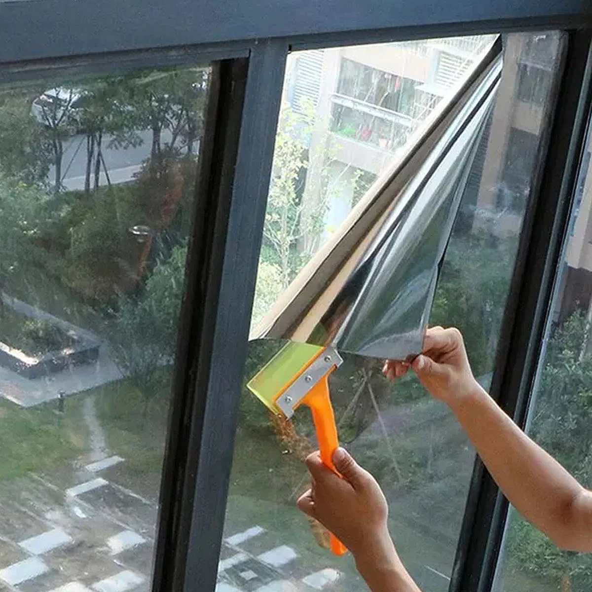 film chrome miroir pour vitre de maison